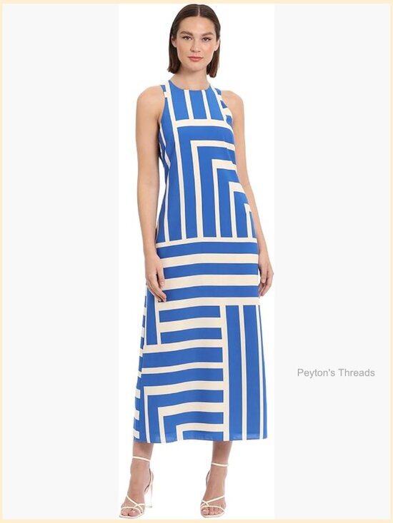 Dresses & Skirts - Sleeveless Halter Cut Maxi Dress with Keyhole Back